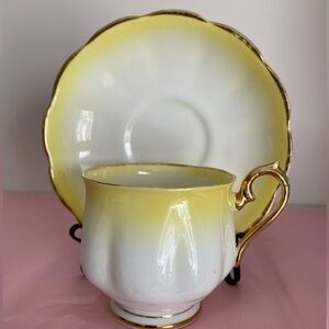 Vtg Royal Albert Fine Bone China Teacup and Saucer in the Rainbow Series Yellow